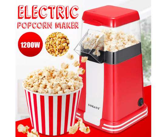 New POPCORN MAKER 1200W POWERFUL ELECTRIC POPCORN MACHINE Home Snack Electric Retro Hot Air Popcorn Maker Popper Machine