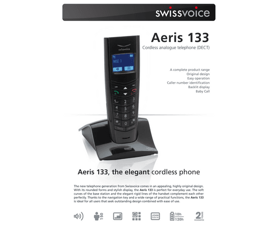 Swissvoice Aeris 133 Phone With Caller Id Support And Handsfree Speaker Analogue Phone 1-Piece