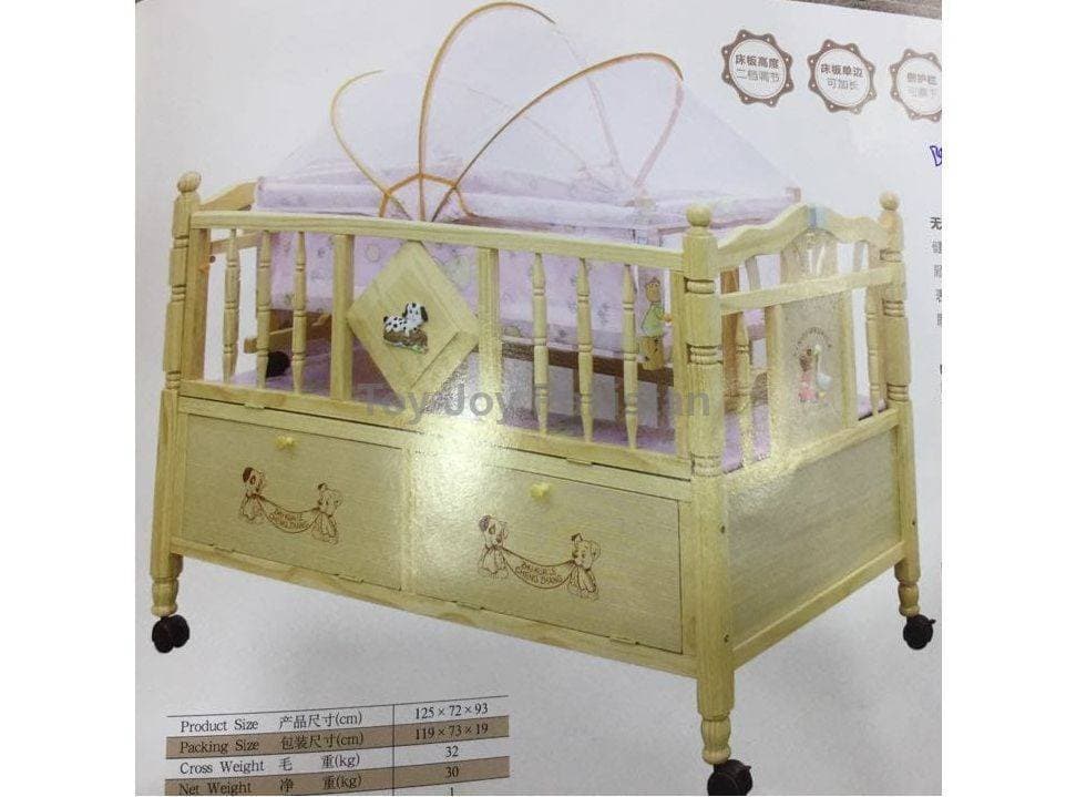 Baby Cot Bed Wooden Crib With Solid Roof 2in1