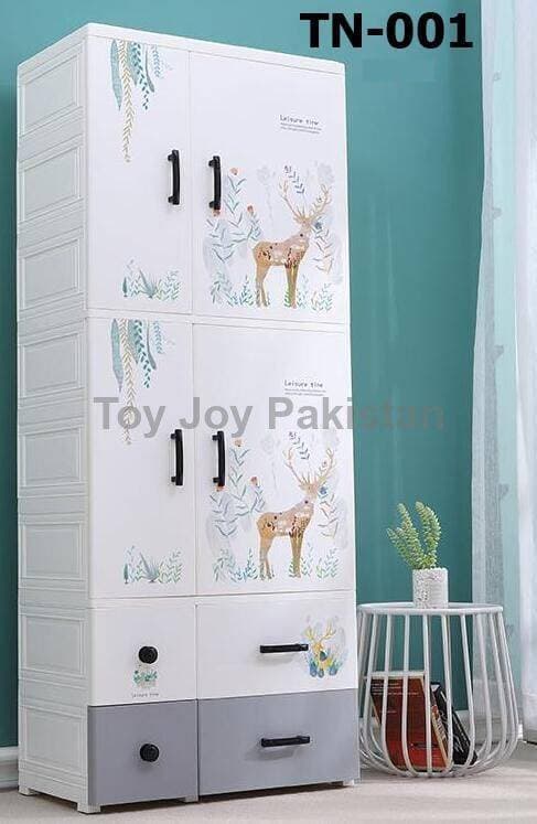 Wardrobe Almirah Plastic 4 Layers Double Door 4 Hanging + 4 Drawers