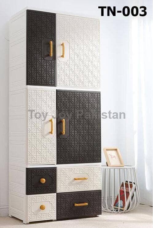 Wardrobe Almirah Plastic 4 Layers Double Door 4 Hanging + 4 Drawers