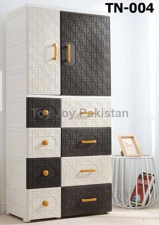 Wardrobe Almirah Plastic 5 Layers Double Door 2 Hanging +8 Drawers