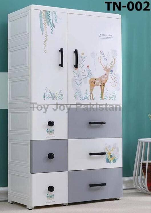 Wardrobe Almirah Plastic 4 Layers Double Door 2 Hanging +6 Drawers