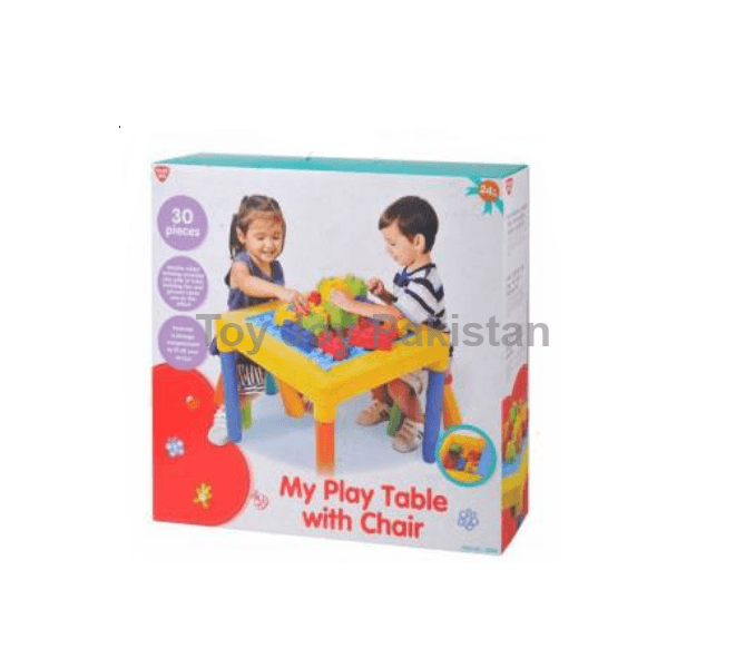 Playgo My Play Table With 1 Chair ( 53 cm x 45 cm ) With Bricks
