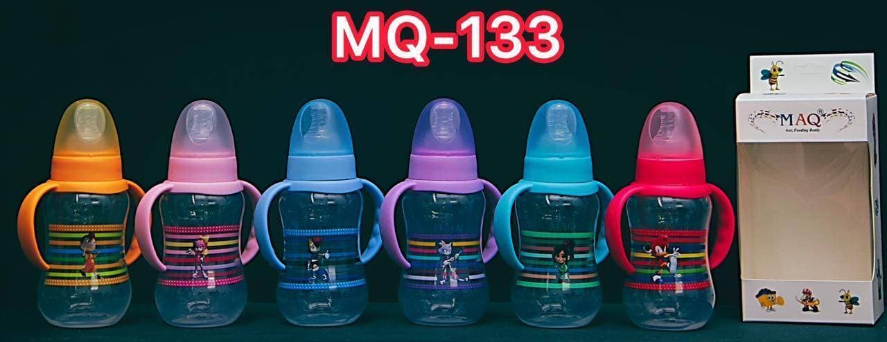 MAQ Baby Colored Handle Cute Character Feeder 240ml/6oz/ Imported Made/ BPA Free - 1 Piece