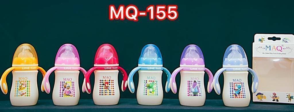 MAQ Baby Colored Handle Cute Character Feeder 150ml/5oz Wide Neck Feeding Bottle/ Imported Made/ BPA Free - 1 Piece