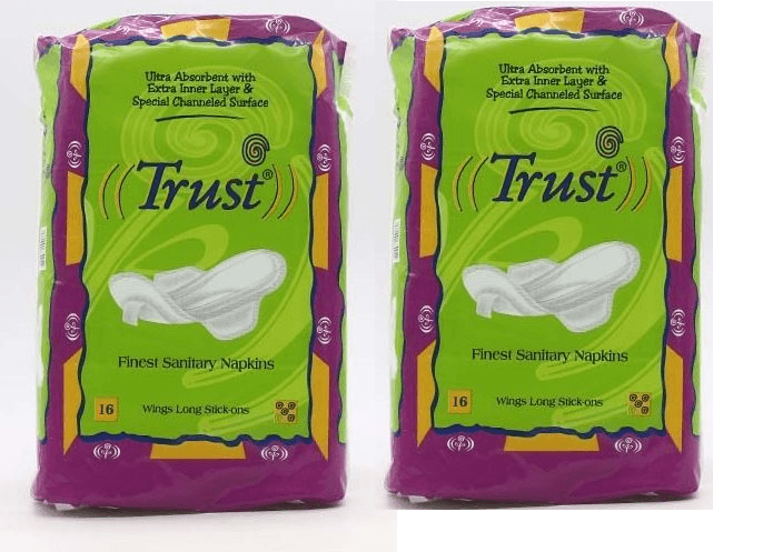 Pack of 2 Trust Finest Sanitary Napkins Wings Long Stick Pad 16-Pcs