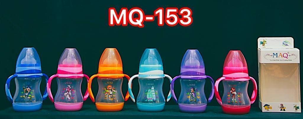 MAQ Baby Colored Handle Cute Character Feeder 210ml/7oz Wide Neck Feeding Bottle/ Imported Made/ BPA Free - 1 Piece
