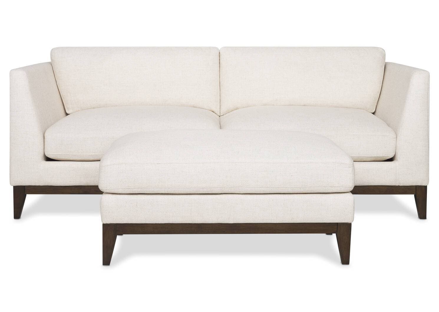 2 Seat White Basic base Sofa with Ottoman - 1 Piece