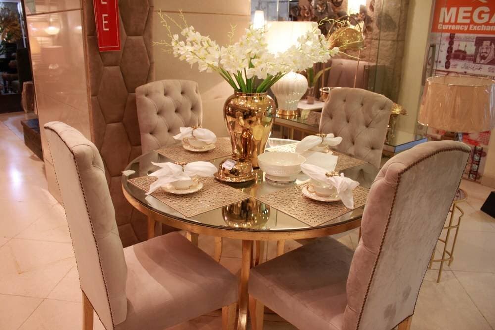 Dining Table Round Shape With 4 chairs - 1 Set