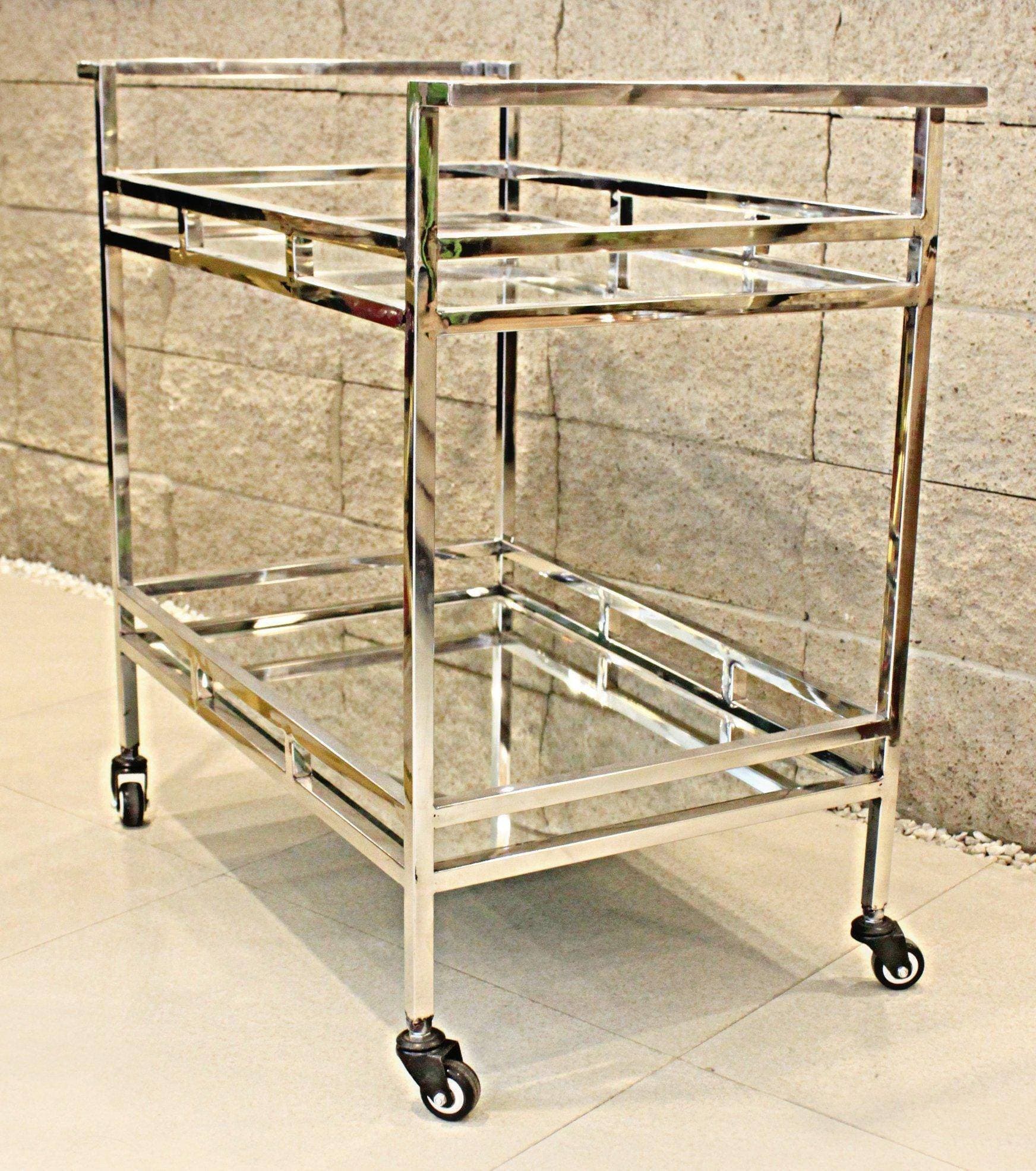 Stainless Steel Rectangle Serving Trolley Large