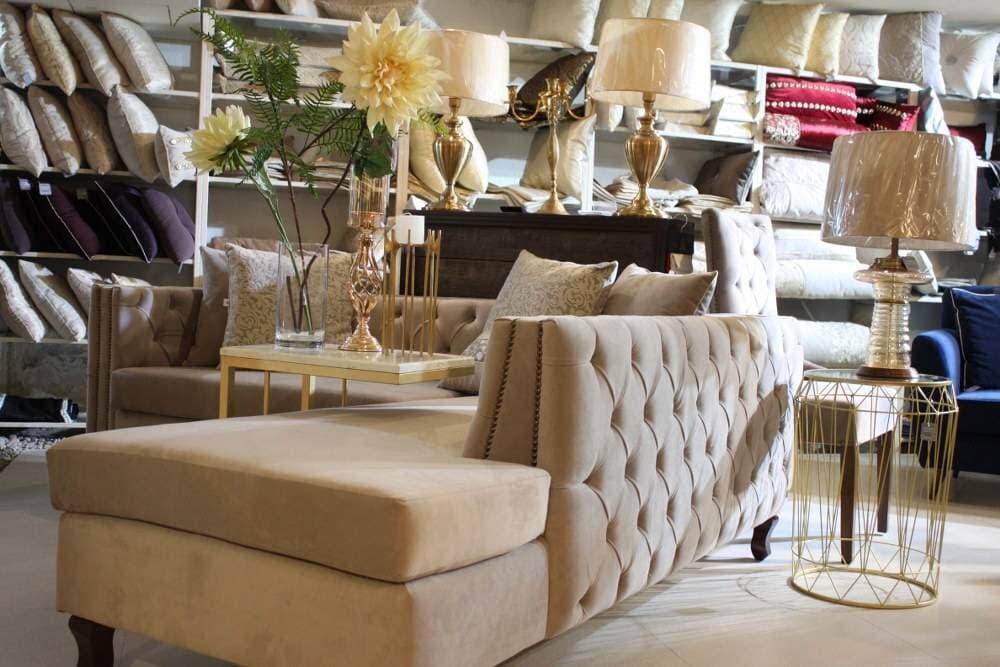 5 Seat L Shape Sofa Tufted Beige