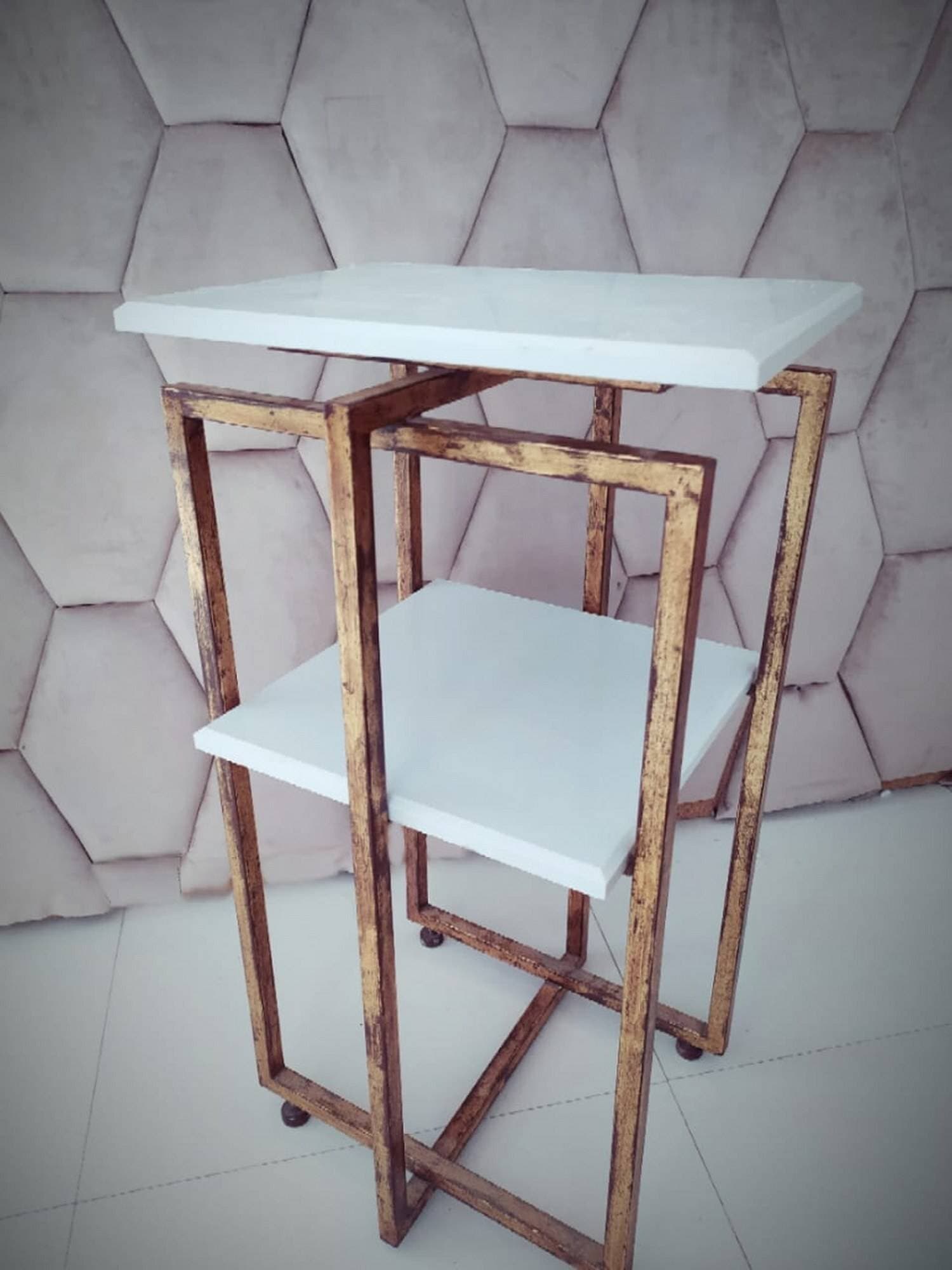 Layered Cube Marble Top Table - 1 Piece