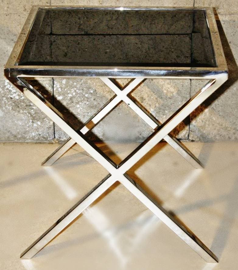Stainless Steel X Side Table Large 18x18 Inch