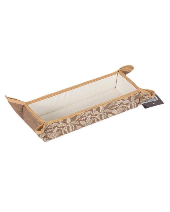 brown Swede Embroidered Cutlery Tray