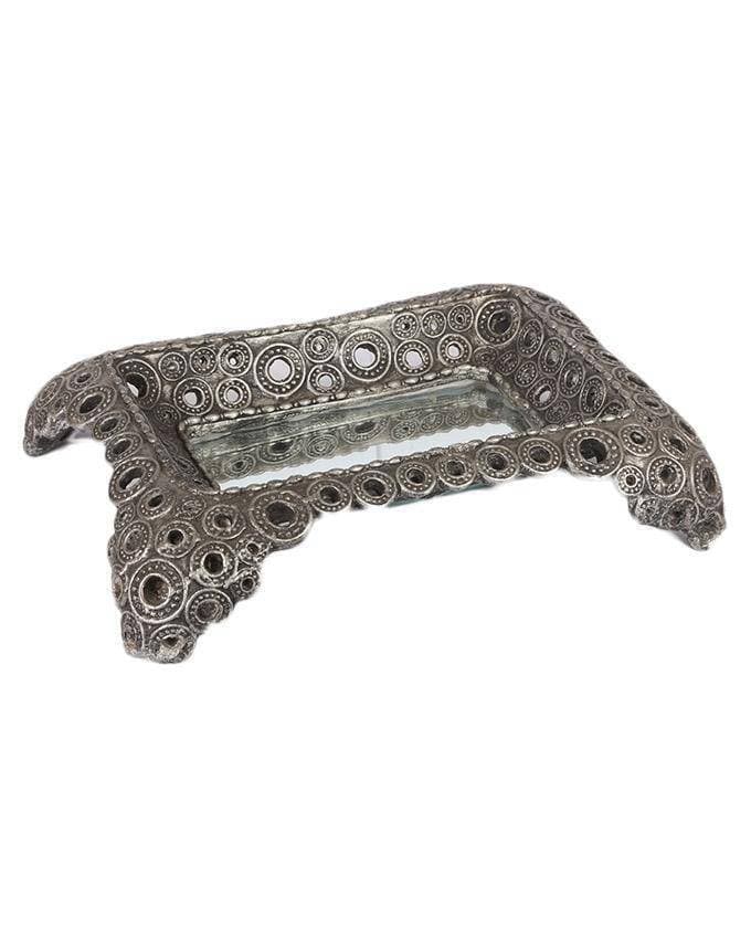 Silver Barrel Decorated Basket Tray