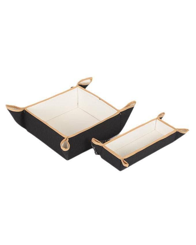 Black Suede Plain Bread Basket & Cutlery Tray
