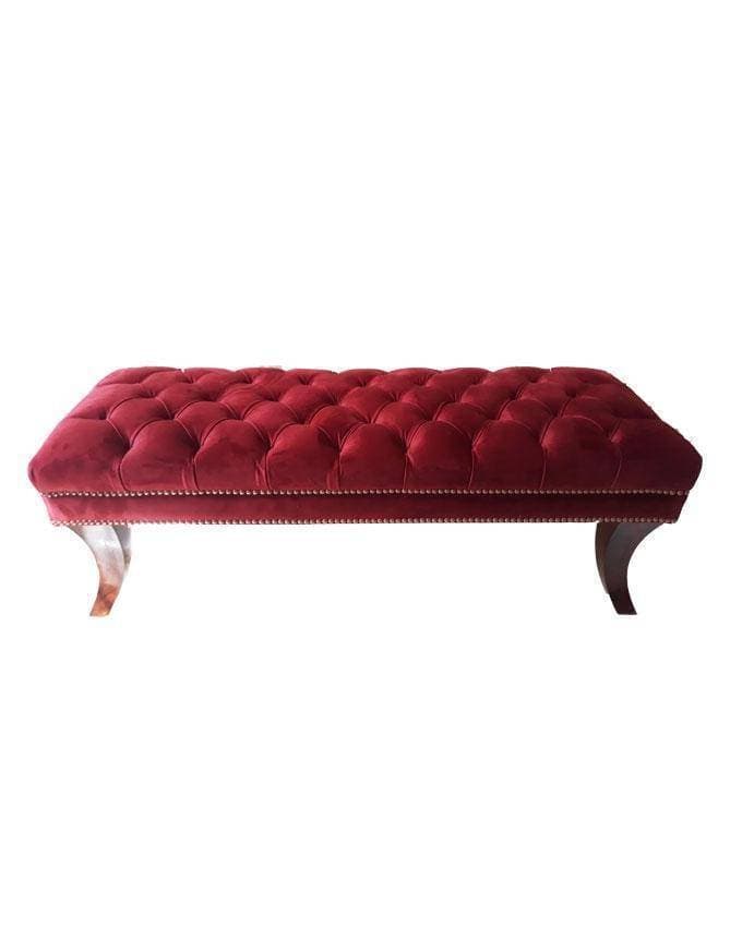 Cobrahead Legs Rosewood Settee - Royal Maroon