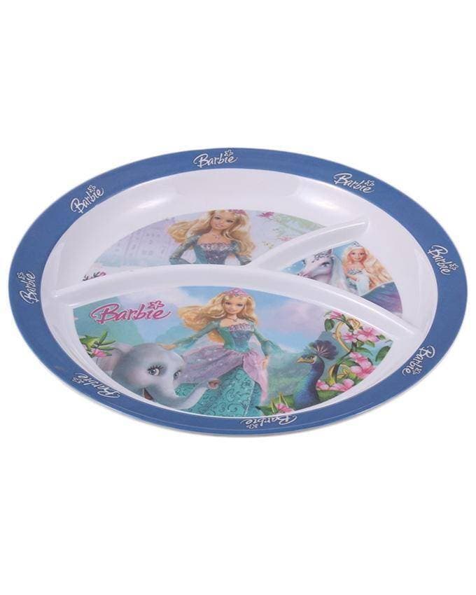 White and Blue Melamine Plastic Tray with 3 Partitions