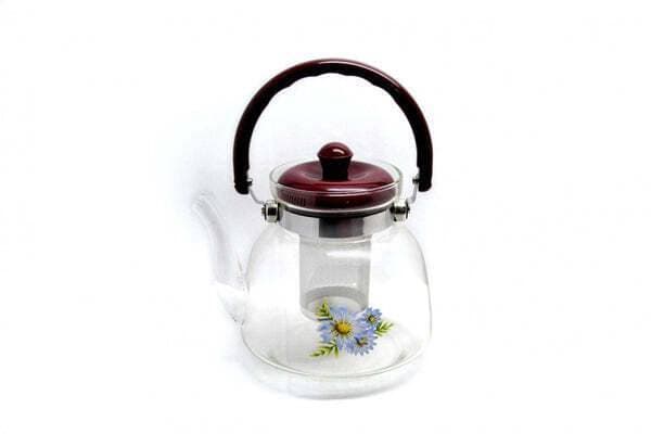 Heat Resistant Flora Glass Teapot Kettle Infuser