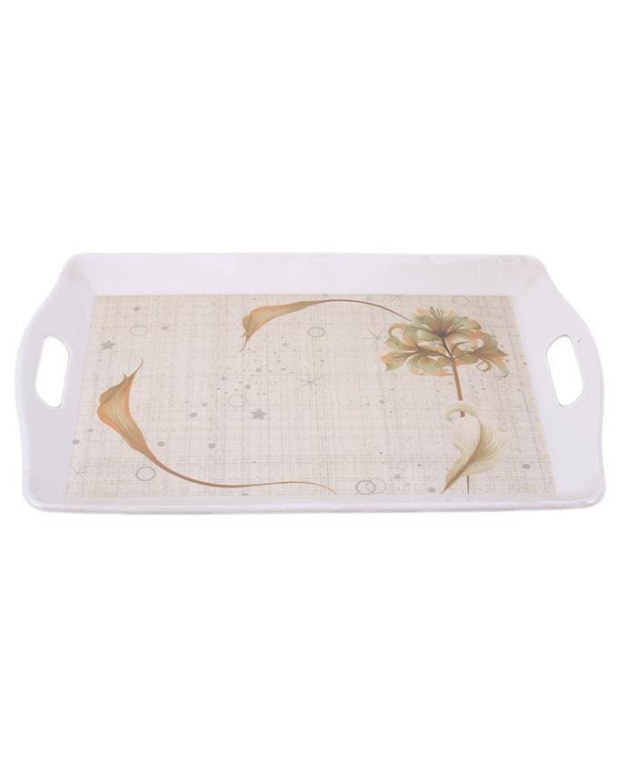 Flower Printed Melamine Plastic Tray for Serving