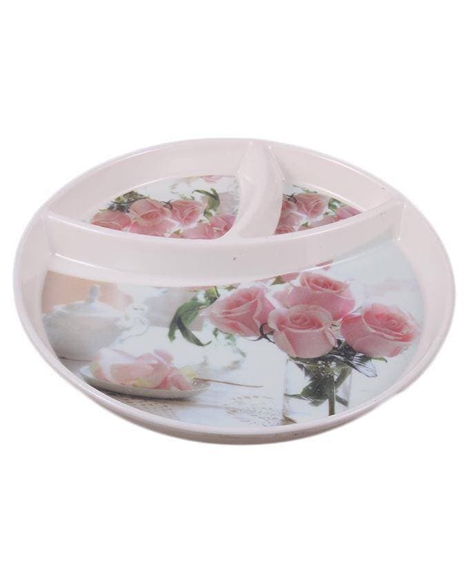Round Shaped Melamine Plastic Tray with 3 Partitions