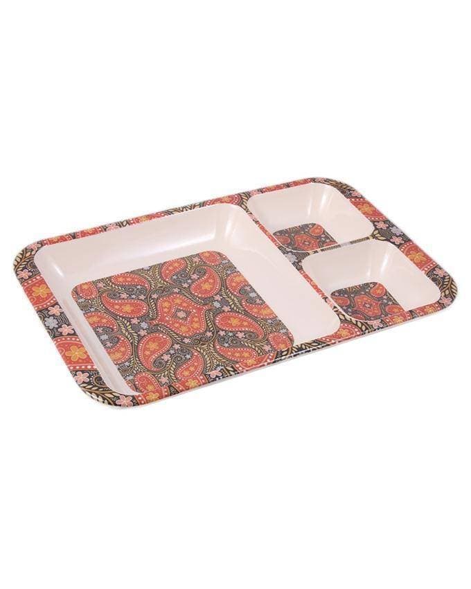 Rectangle Shaped Red and White Plastic Melamine Tray