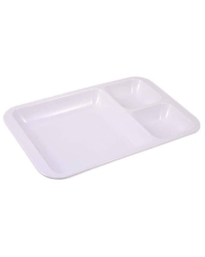 White Plastic Melamine Tray with 3 Partitions