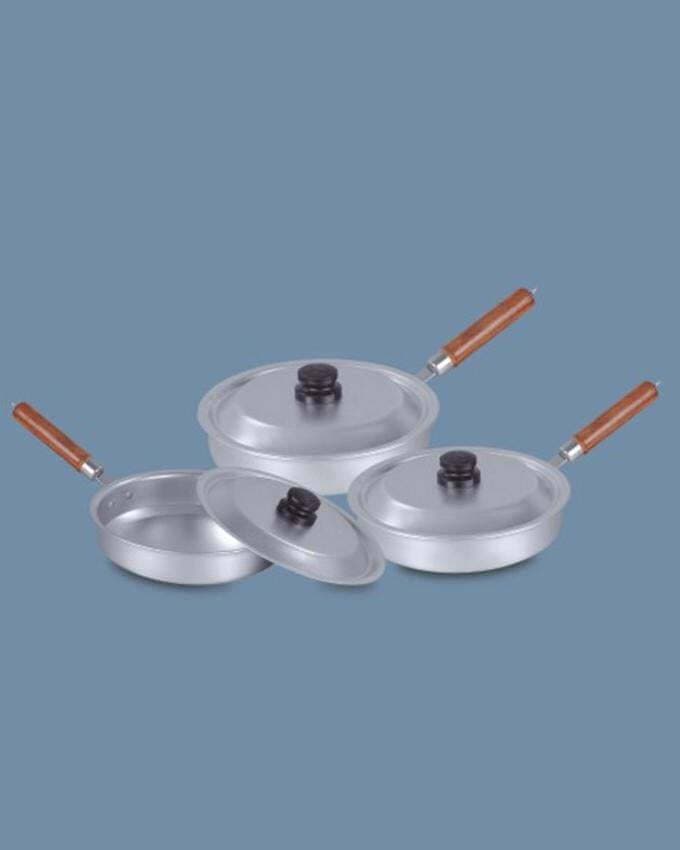 Wooden Handle Fry Pan Set