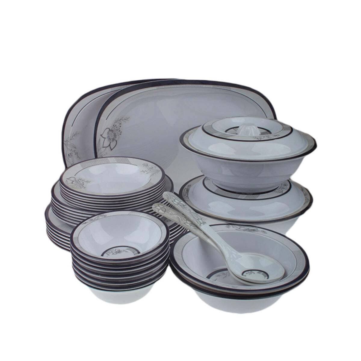 Purple Border Premium Round Melamine Dinner Set