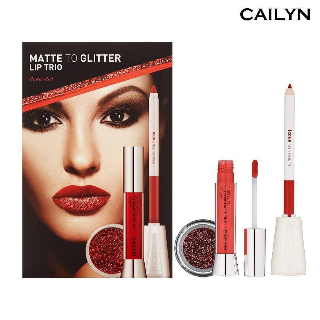 Cailyn Matte To Glitter Lip Trio Power Red