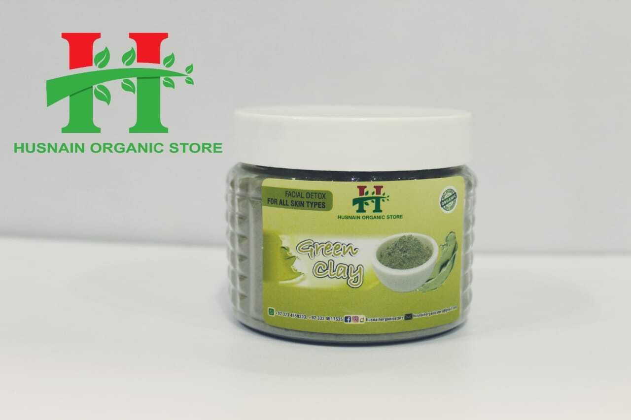 Husnain Organic Store  French Green Clay Purify Pores Exfoliating Dead Skin Cells - 250G