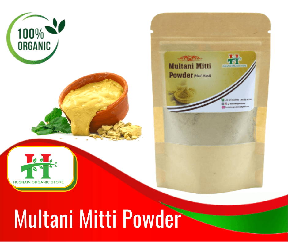 Husnain Organic Store - Multani Mitti Powder Mask - Fine Powder Face Pack Multani Matti - 100G
