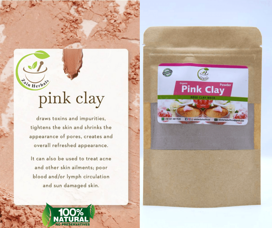 Zain Herbals Pink Clay Skin Care Draw Out Impurities Fresh Skin - 100G