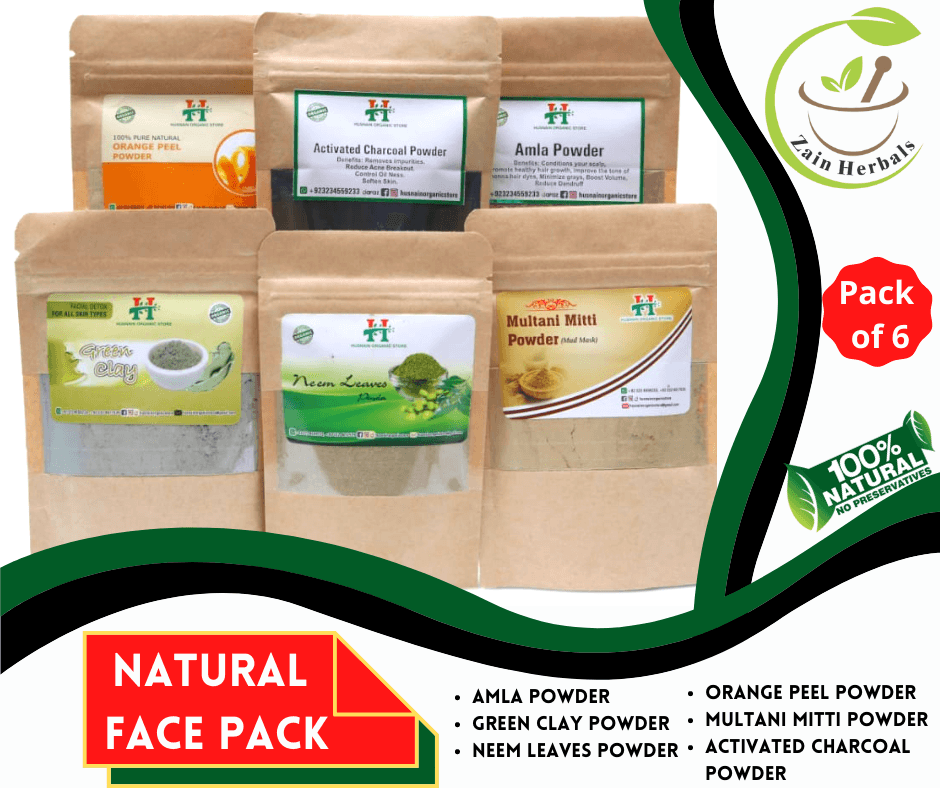 Zain Herbals | Herbal Face Pack | Skin Care Mask | Glowing Skin | Healthy Skin - Pack Of 6