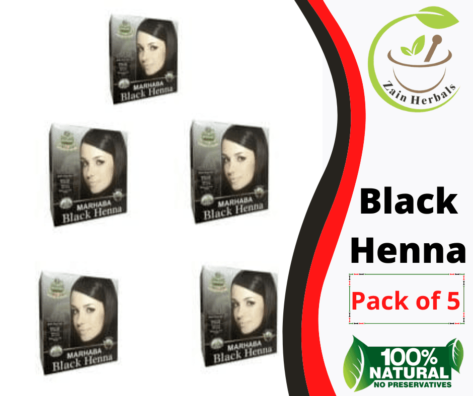 Zain Herbals | Black Henna (Pack Of 5) | Weight - 50G