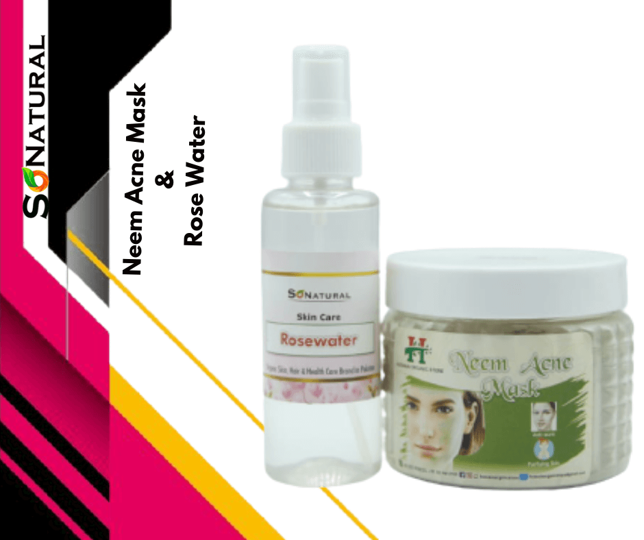 SoNatural Neem Acne Mask 200G & Rosewater 120Ml-Remove Acne -Pimple Rescue