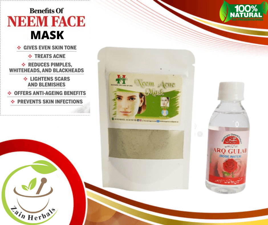 Zain Herbals - Neem Acne Powder & Rose Water |Remove Pimples | Glow Skin | Tighten Pores