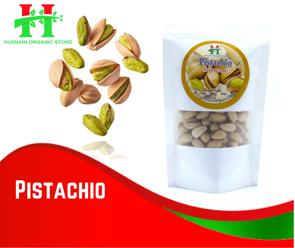 Husnain Organic Store  Roasted Pistachio Organic Roasted Pista Rich In Minerals - 100G