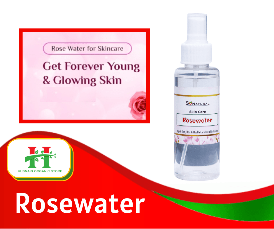 Husnain Organic Store - Rose Water Spray Freshness Glow Skin Draw Impurities - 100Ml