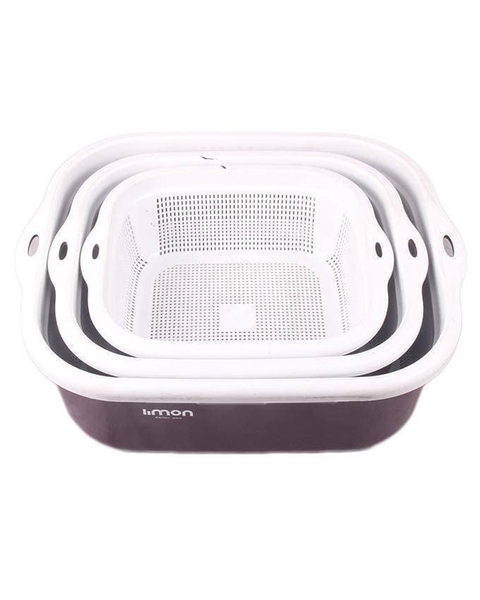 Rectangular Strainer and Bowl Set - 9 Pcs