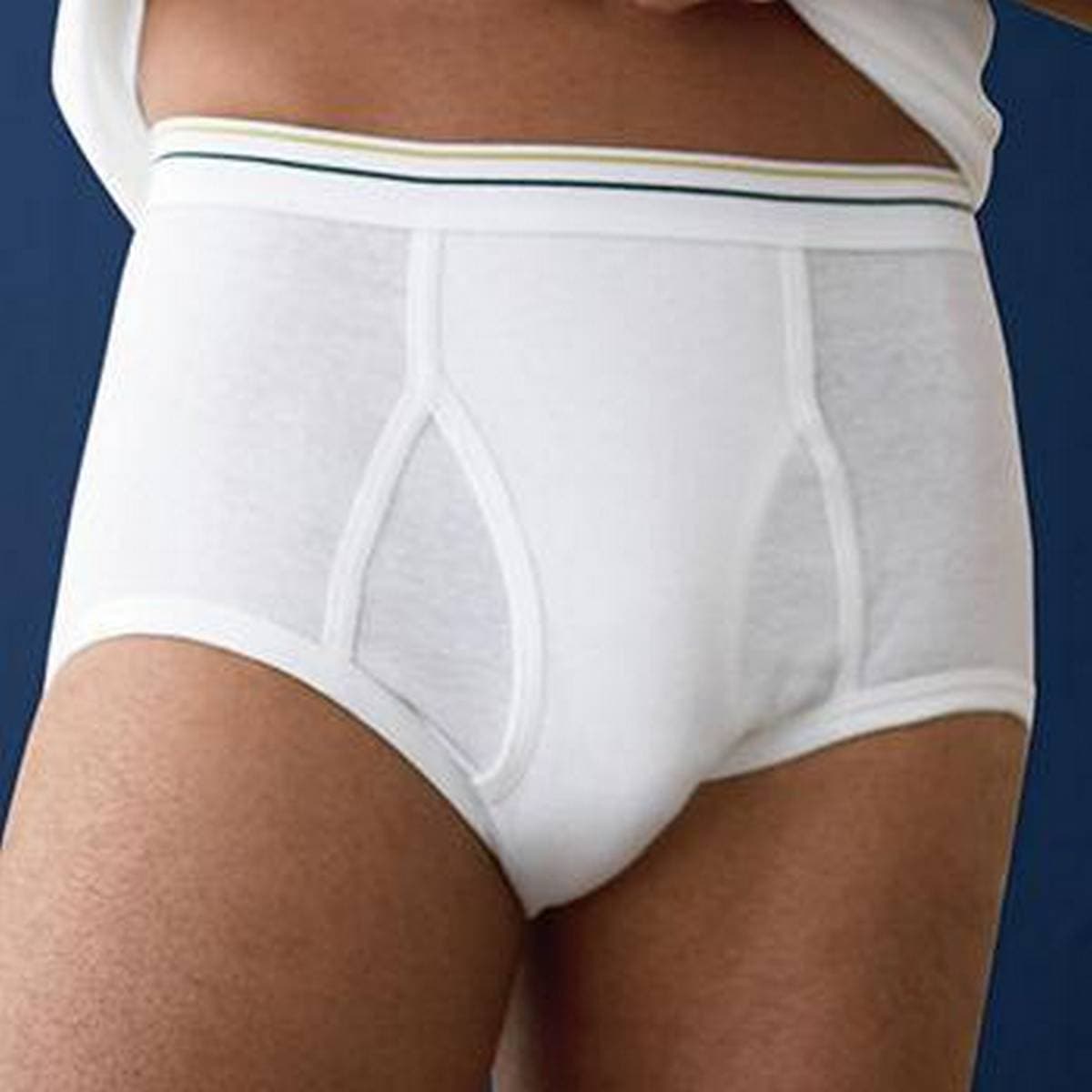 White Cotton Open Belt V Shape Underwear For Men