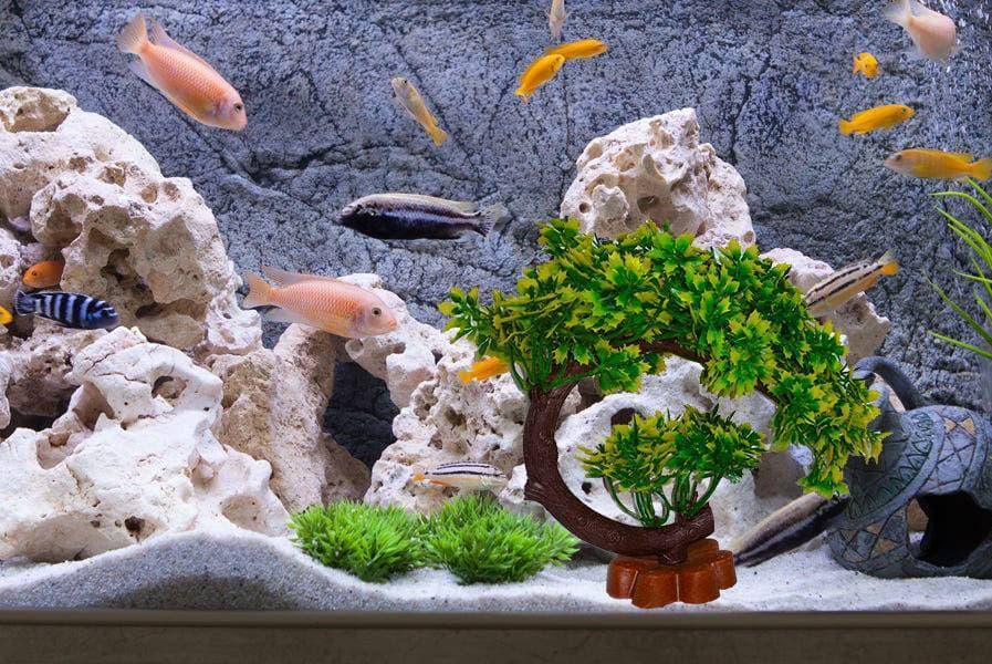 Artificial Green Underwater Plant Grass with Stone Aquarium Fish Tank Landscape Décor