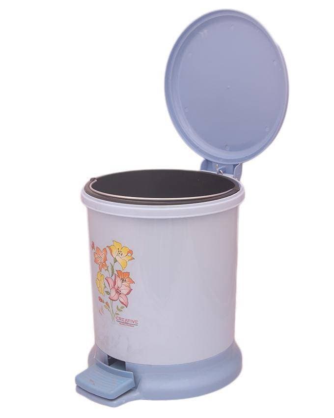Floral Round Step Trash Bin