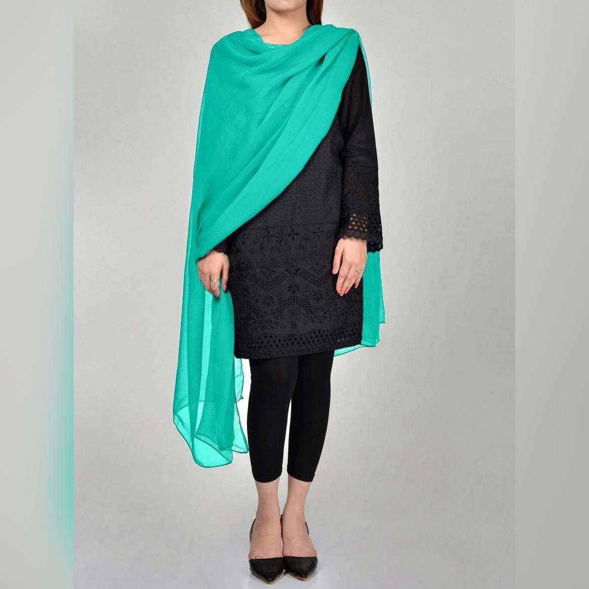 Firozi Crinkle Chiffon Dupatta - B9