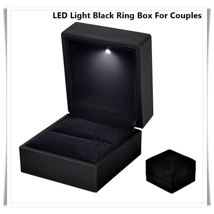 LED Light Black Ring Box for Couples