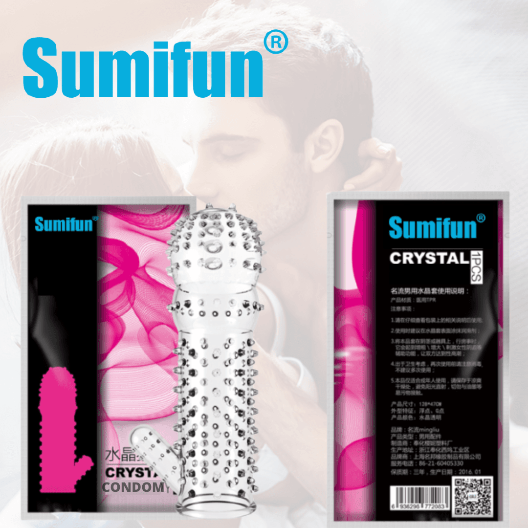 Sumifun Crystal Silicone Reusable Spike Dotted Condoms (Pack of 5)