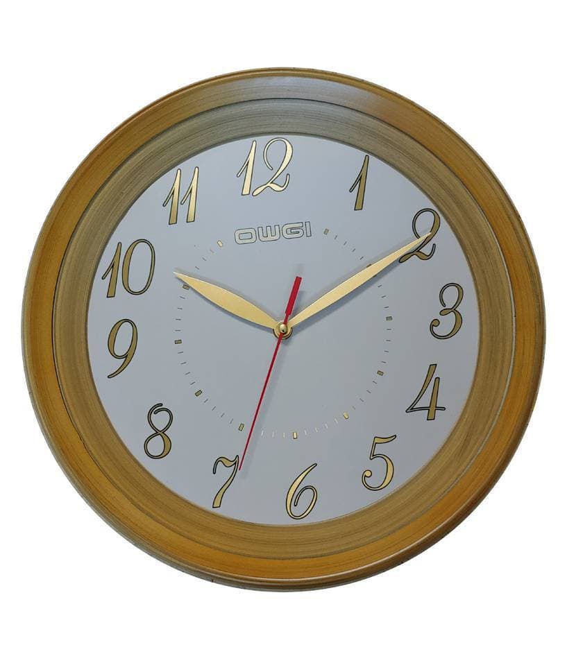 Wooden Ring Furnish Look With Golden Number Wall Clock