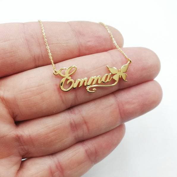 Sterling Silver 925 Name Necklace With Butterfly