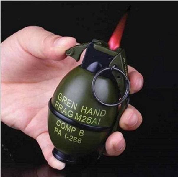 Hand Grenade Lighter With Keychain